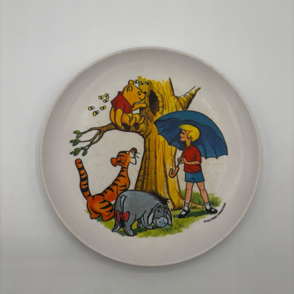 Vintage Walt Disney Winnie the Pooh Plate‎ Tigger Eeyore Christopher Robin 7"